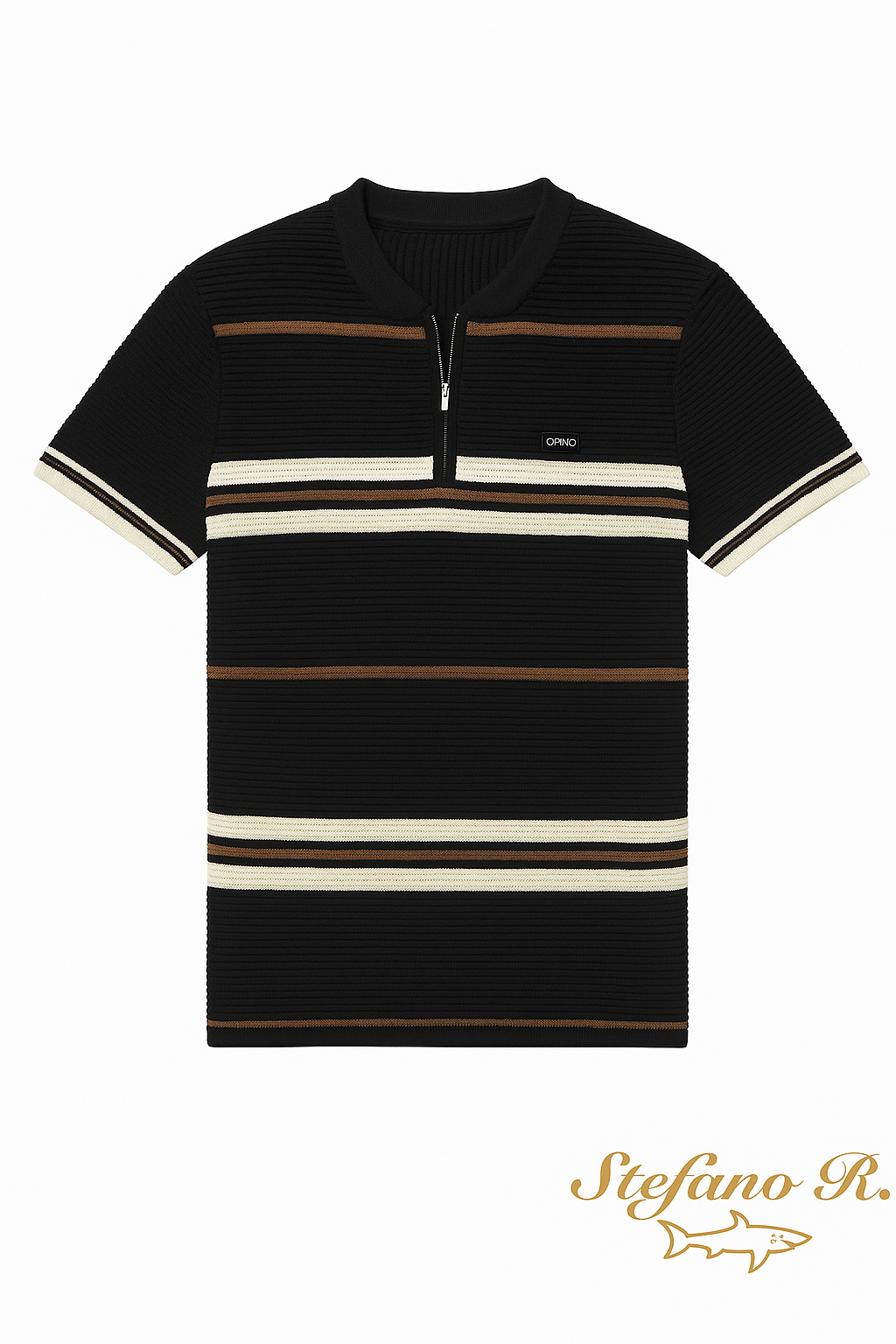 Stefano R Short Sleeve Golfer with Stripes