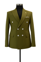 Olive Double‑Breasted Tailored Blazer