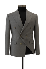Charcoal Double‑Breasted Tailored Blazer