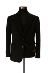 Black Corduroy Single‑Breasted Tailored Blazer