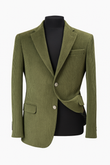 Olive Corduroy Single‑Breasted Tailored Blazer