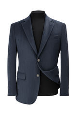 Black Corduroy Single‑Breasted Tailored Blazer