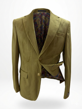 Lt Green Corduroy Single‑Breasted Tailored Blazer
