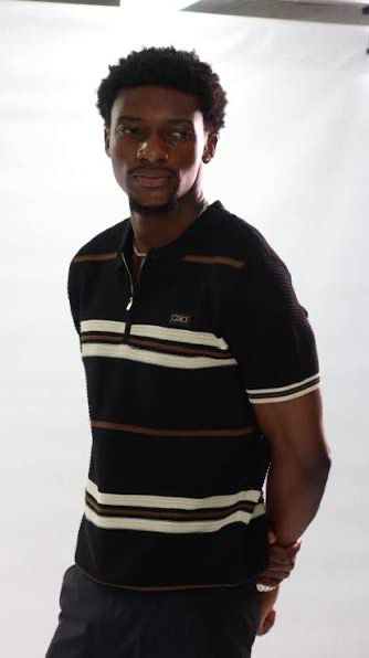 Stefano R Short Sleeve Golfer with Stripes