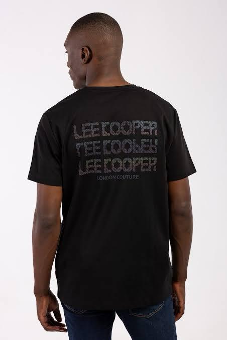 Lee Cooper Back Printed Short Sleeve Black Tee