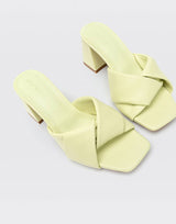 Stradivarius Cross Strap Mules - Light Lime