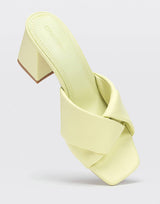 Stradivarius Cross Strap Mules - Light Lime