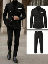 Double Brested Black Suit jacket and pants